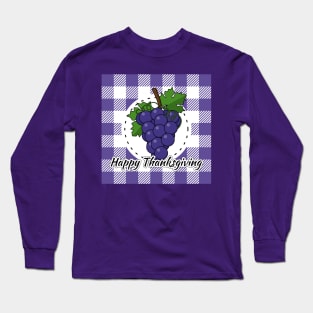 Grape on Violet Plaid - Happy Thanksgiving Long Sleeve T-Shirt